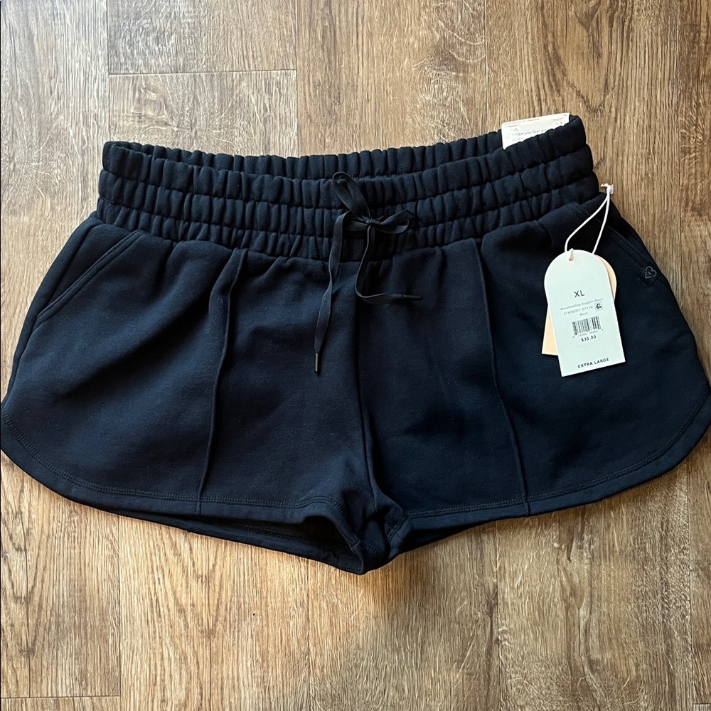 Women's Black Elastic-Waist Lounge Shorts NWT